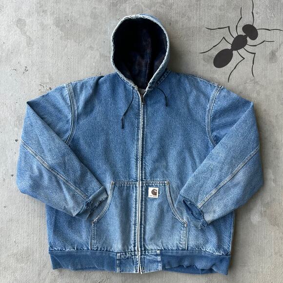 Vintage Y2K Carhartt J08 DST denim blue work wear jacket - Picture 1 of 8